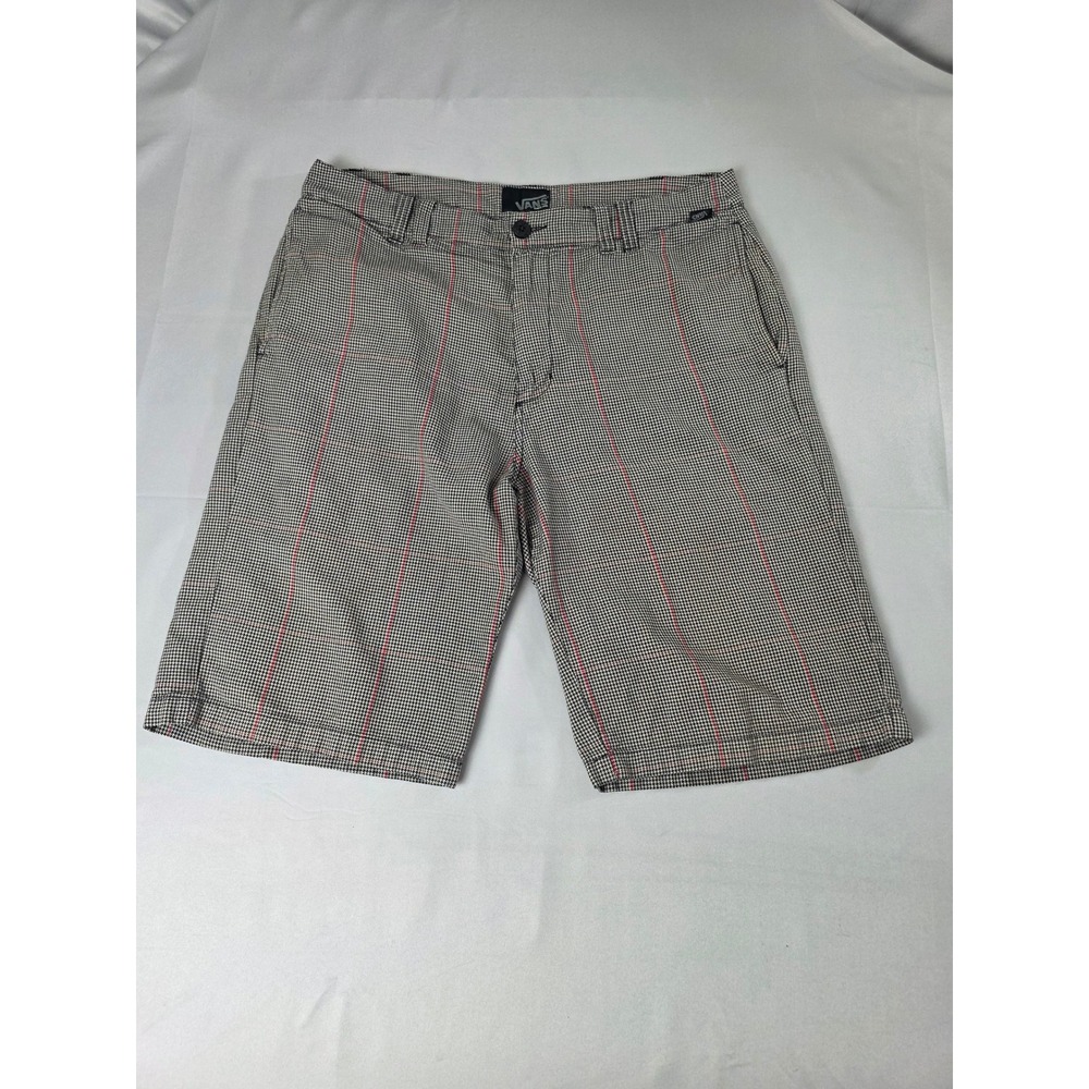 Vans Mens Plaid Houndstooth Skate Shorts Size 32 Black White Red Striped